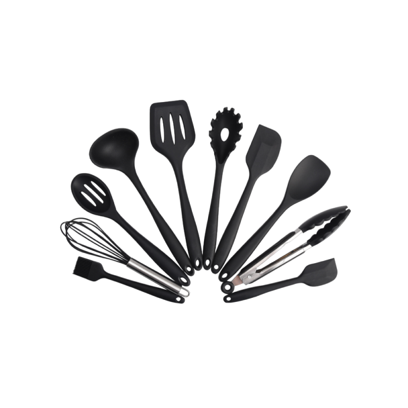 Cook with Color Mini Silicone Kitchen Utensils Set, Whisk, Tongs, Spatula,  Spoonula, Turner, Gray 
