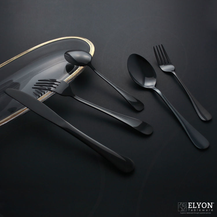 20-Piece Reflective Black Flatware Set