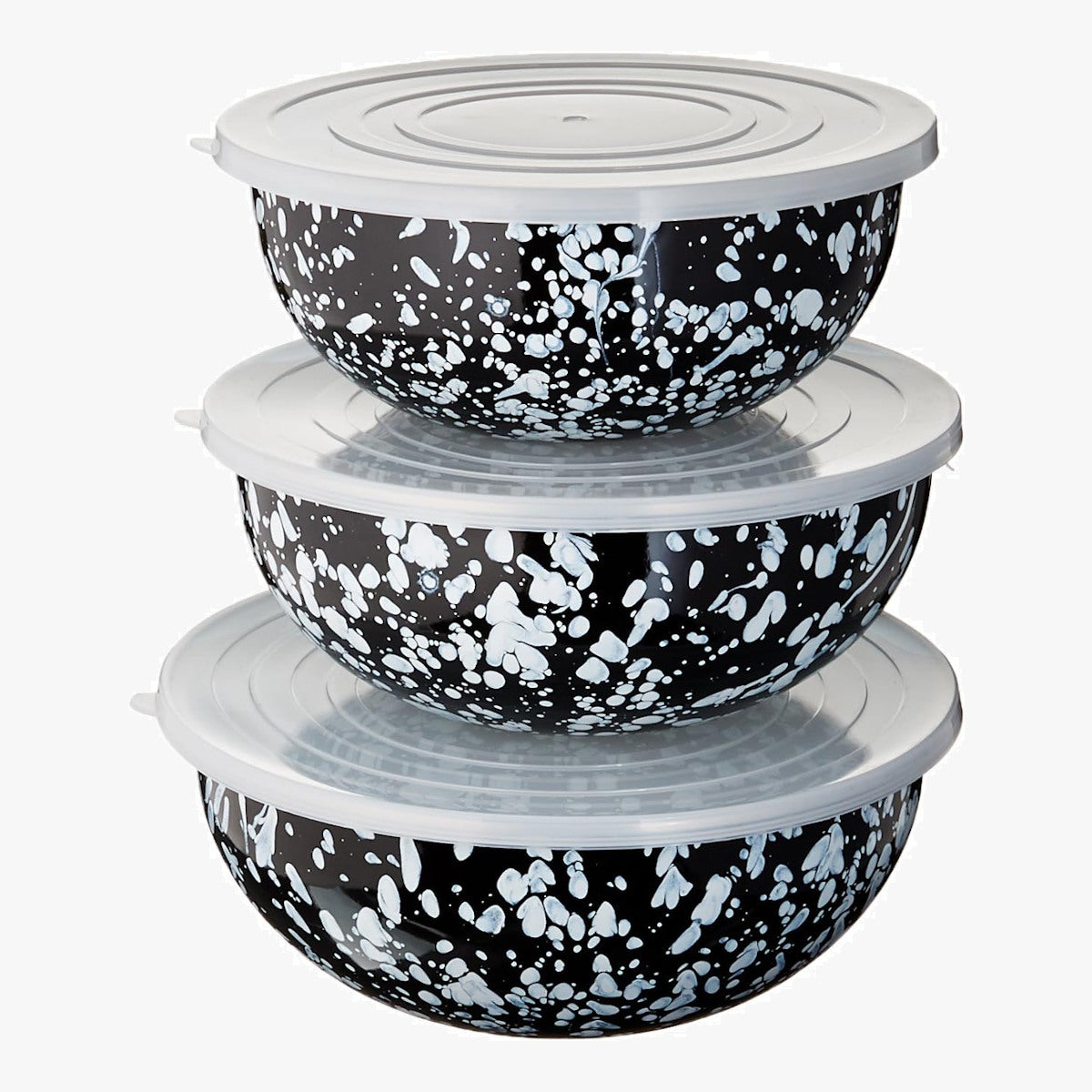 Black Swirl Pattern - Set of 3 - Mixing Bowls