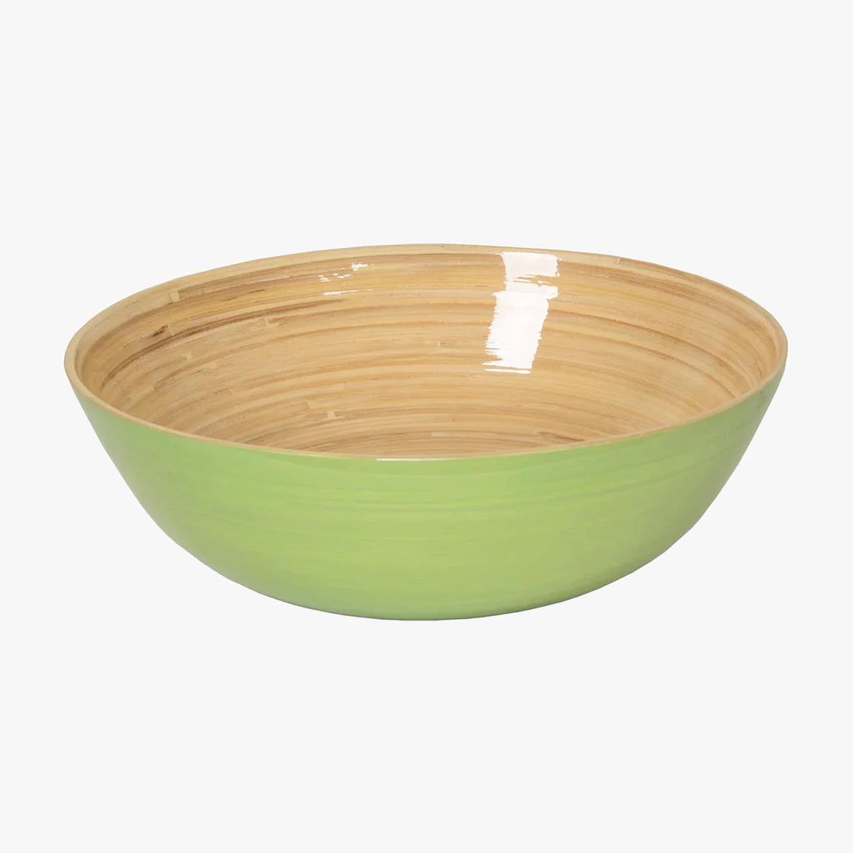 Shallow Lacquered Bamboo Bowl in Pastel Green