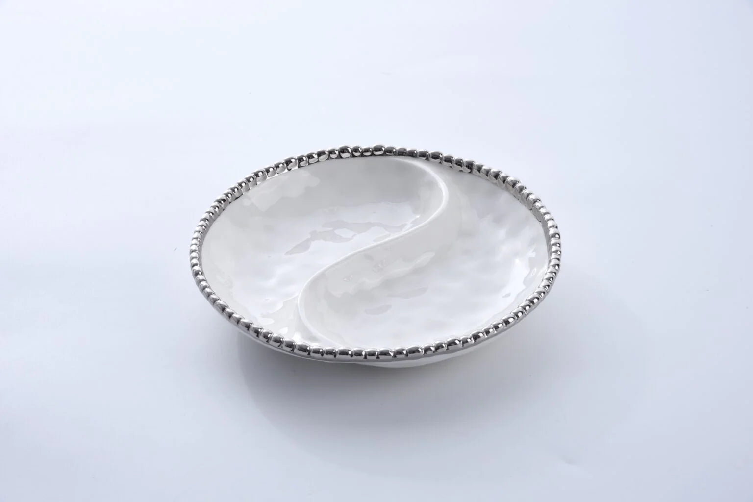 Small 2-Section Plate with Silver Trim